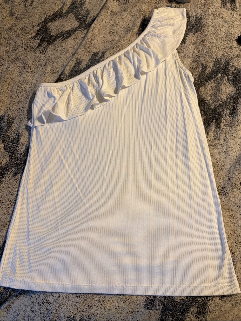 LOFT White Top One-Shoulder Ruffle